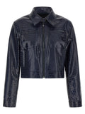 PINKO Blaue Lederjacke aus Viskose