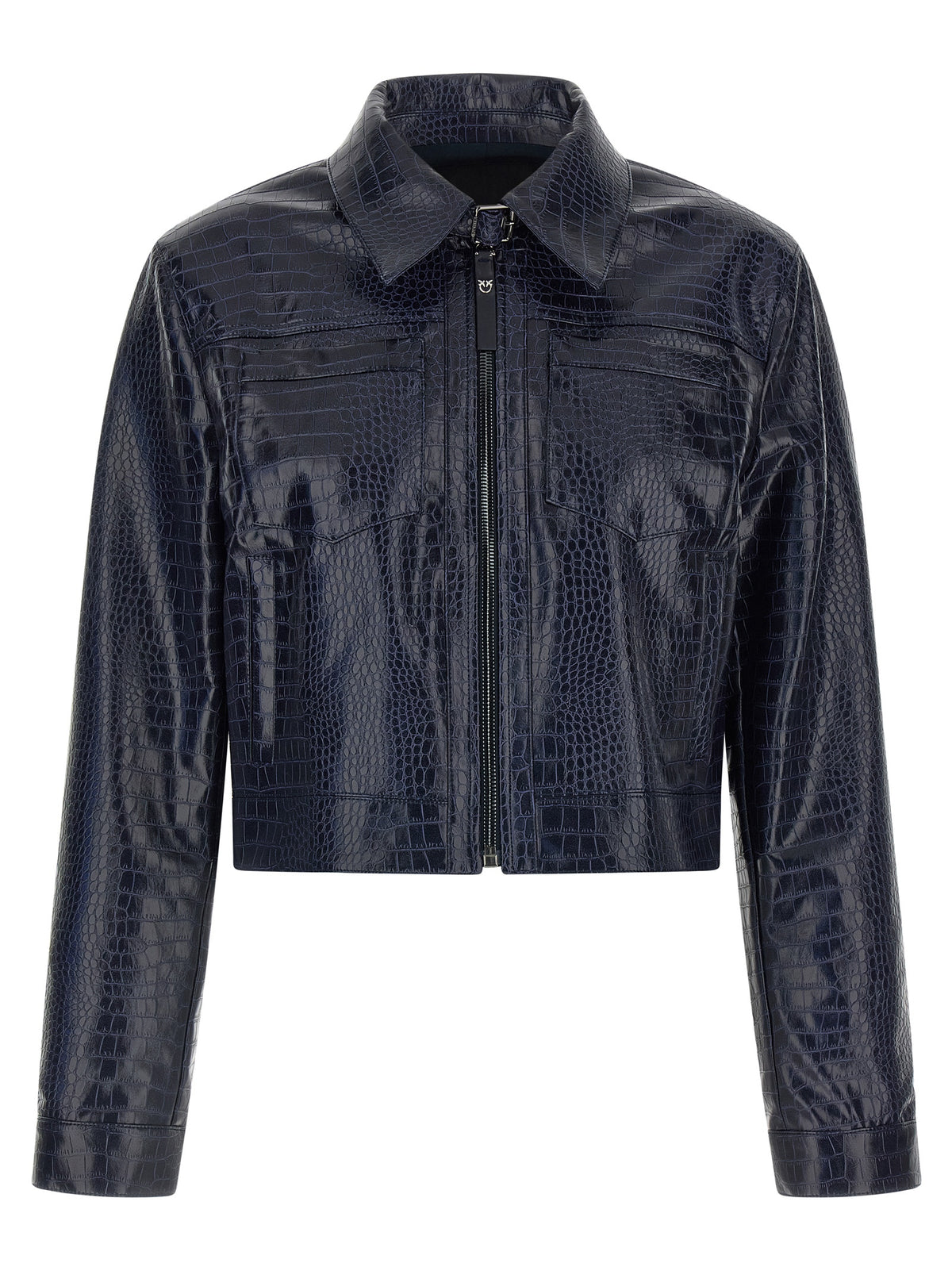 PINKO Blaue Lederjacke aus Viskose