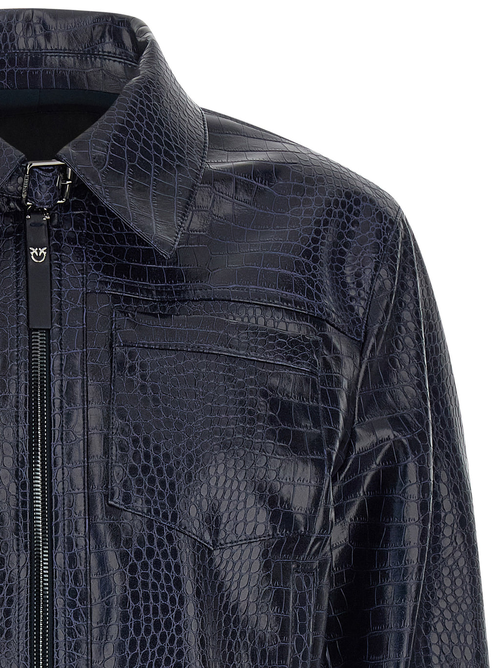 PINKO Blaue Lederjacke aus Viskose
