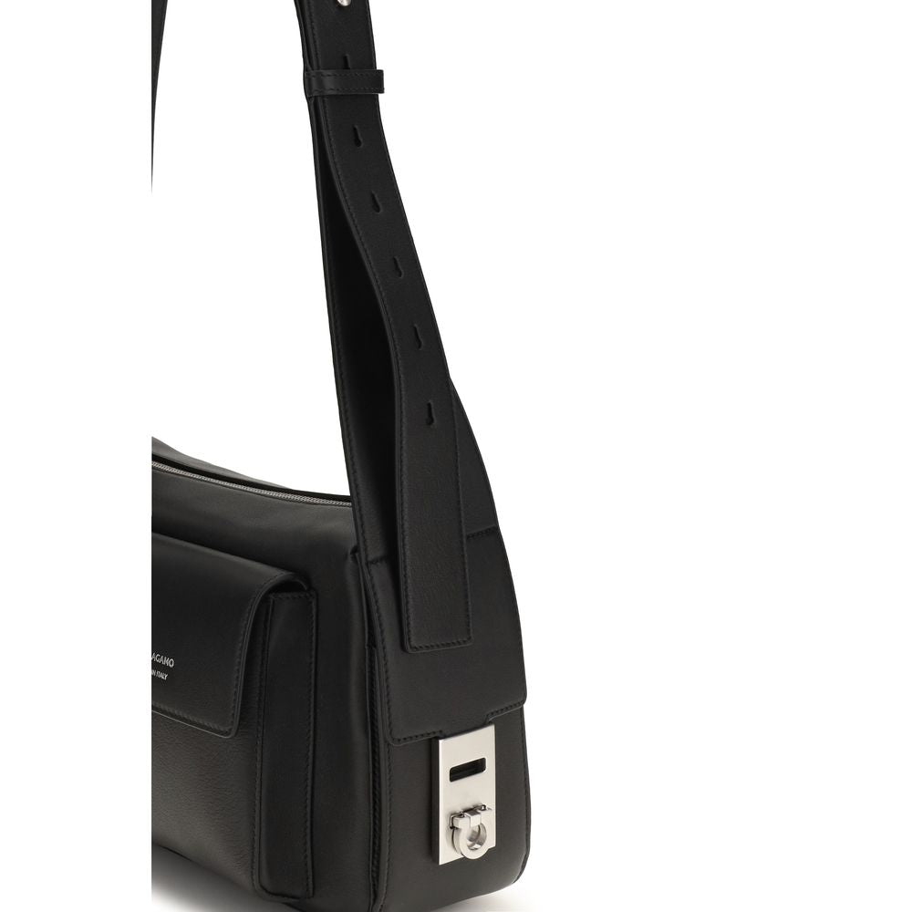 Ferragamo Schwarzes Kalbsleder Bos Taurus Gepäck und Reiseartikel
