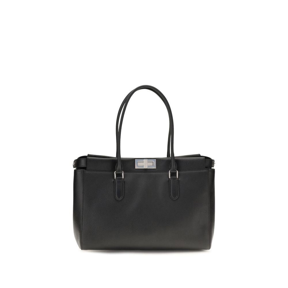 Fendi Schwarze Bos Taurus Kalbsleder Schultertasche