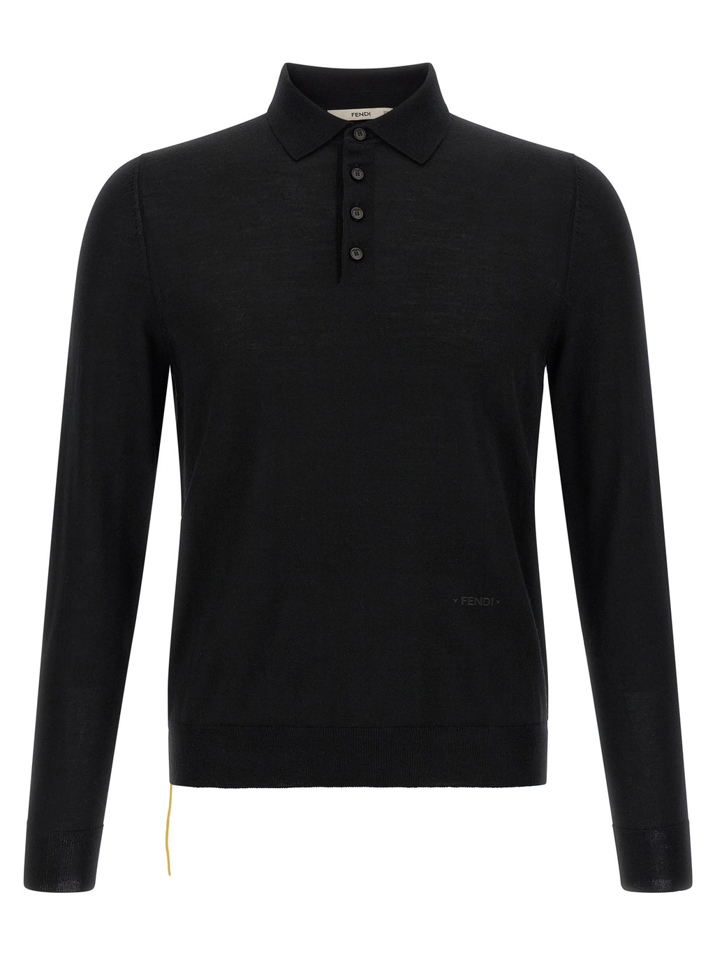 Fendi Schwarzes Poloshirt aus reiner Schurwolle