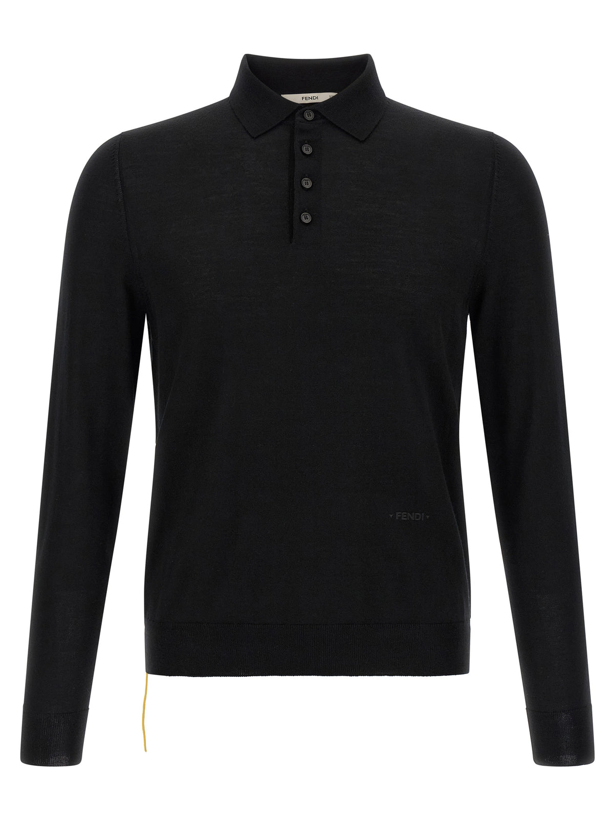 Fendi Schwarzes Poloshirt aus reiner Schurwolle