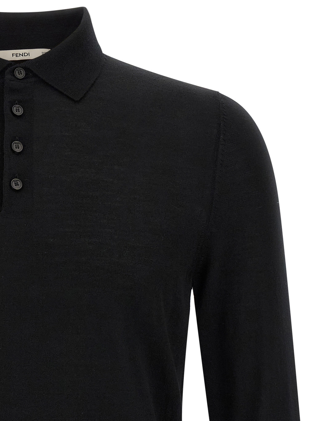 Fendi Schwarzes Poloshirt aus reiner Schurwolle