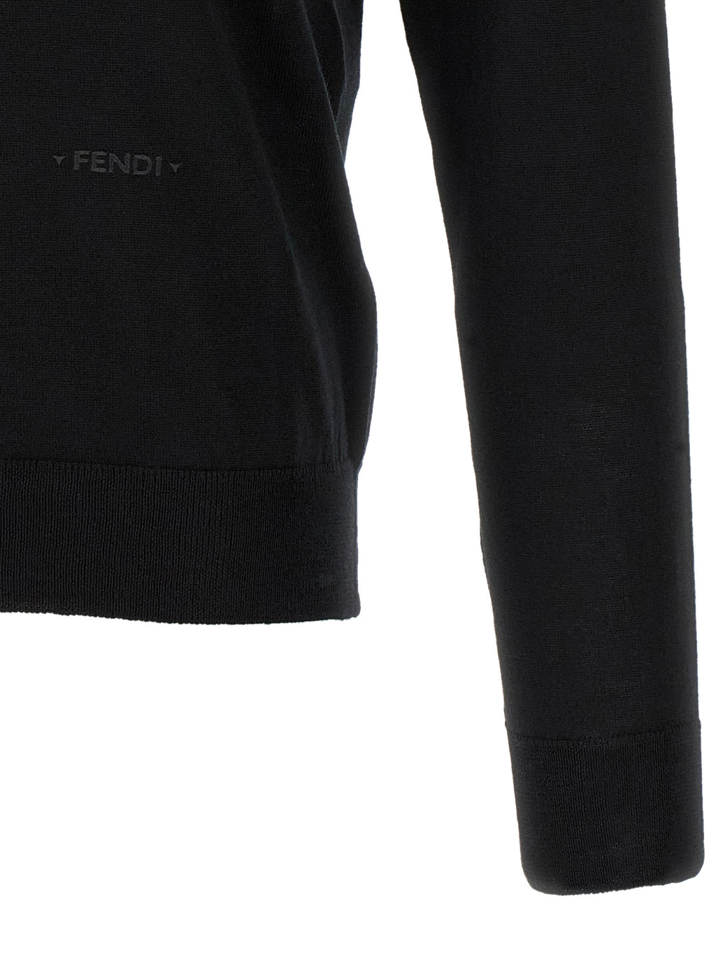 Fendi Schwarzes Poloshirt aus reiner Schurwolle