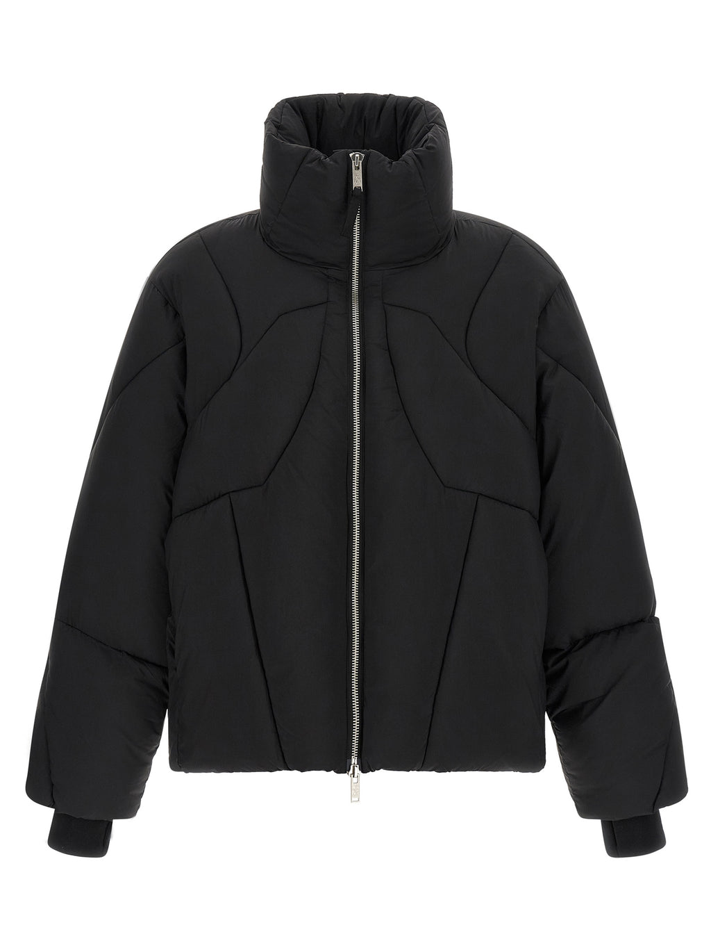 Thom Krom Schwarze Nylon-Jacke in voller Länge