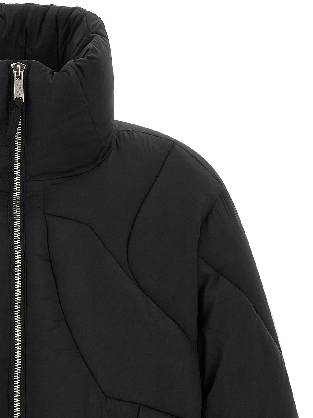 Thom Krom Schwarze Nylon-Jacke in voller Länge