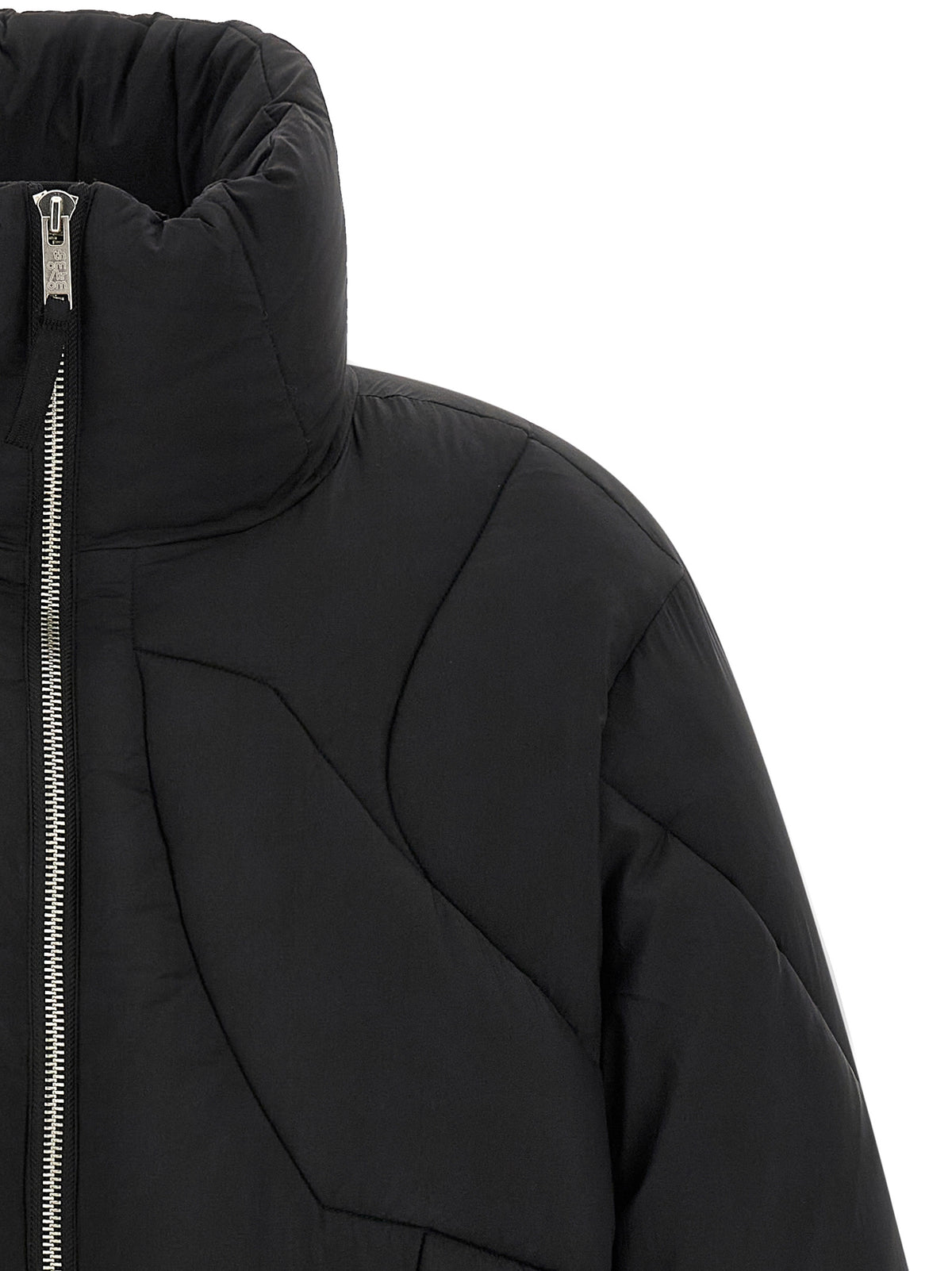 Thom Krom Schwarze Nylon-Jacke in voller Länge