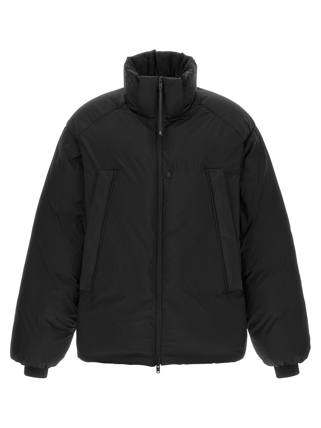 Y-3 Schwarze Jacke aus recyceltem Polyamid in voller Länge
