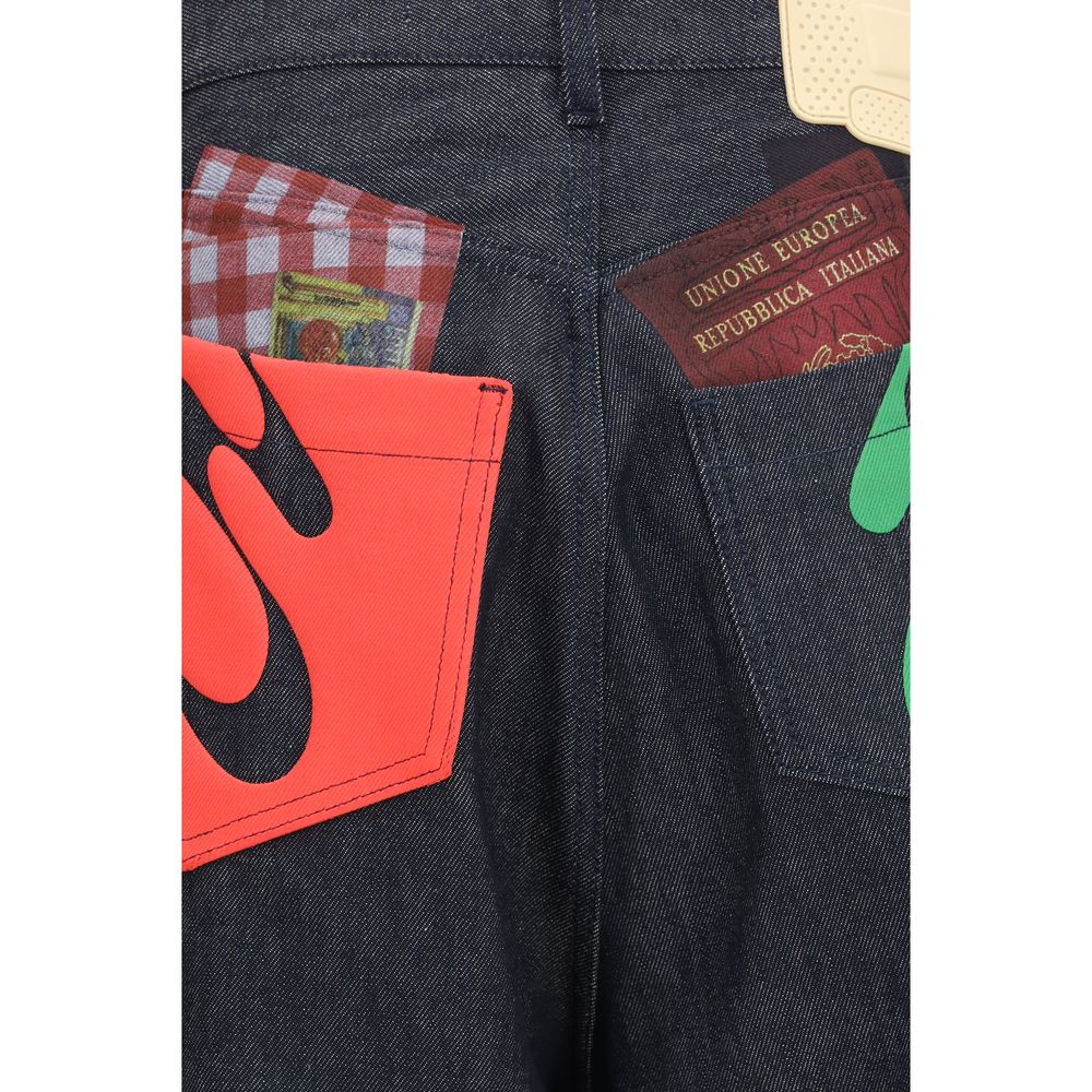 PDF Channel Blaue Baumwolljeans im Relaxed Fit