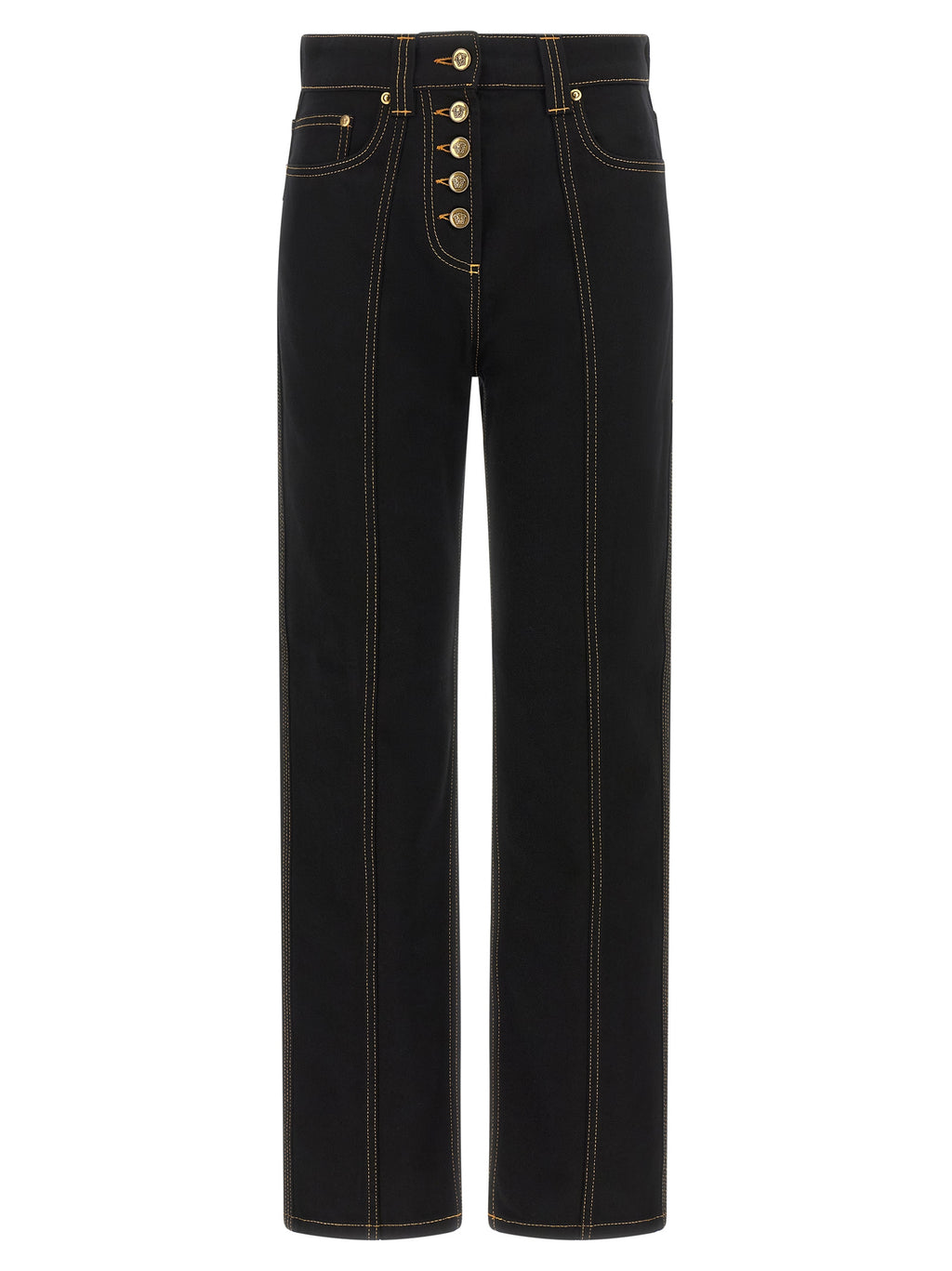 Versace Schwarze Jeans aus Baumwolle mit geradem Bein