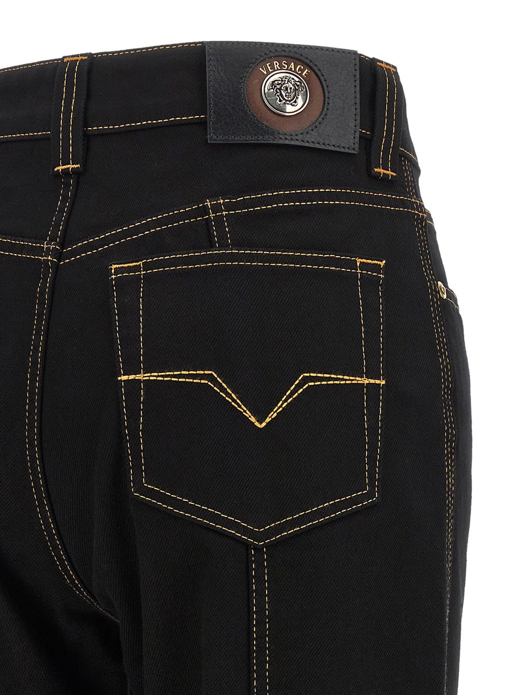 Versace Schwarze Jeans aus Baumwolle mit geradem Bein