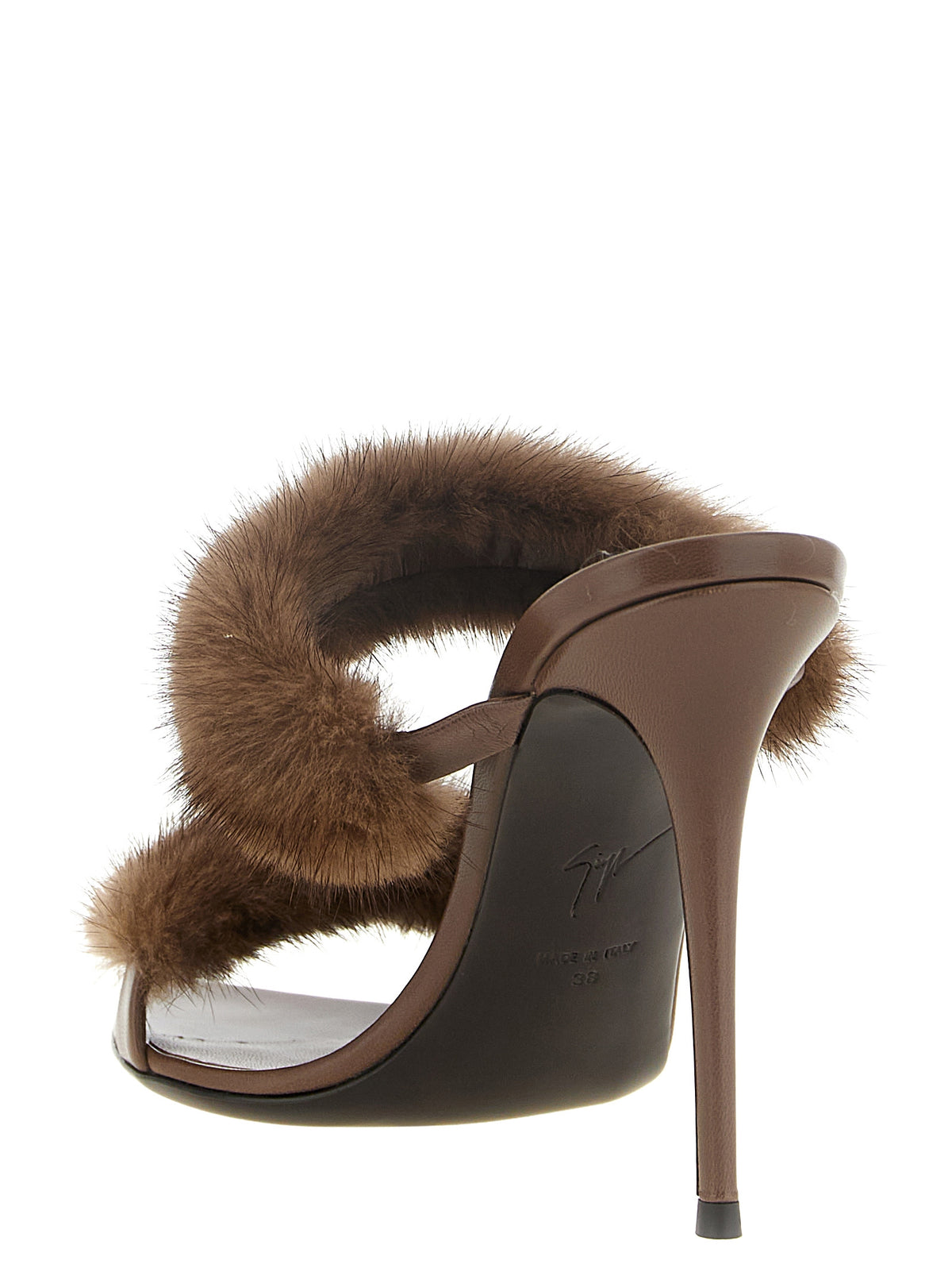 Giuseppe Zanotti Braune Sandalen mit Stilettoabsatz aus Rindsleder