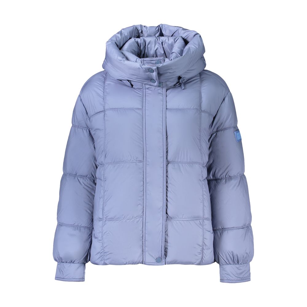 Pepe Jeans Blaue Damenjacke aus Polyester mit abnehmbarer Kapuze