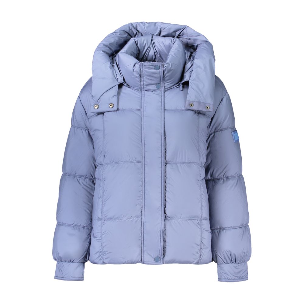 Pepe Jeans Blaue Damenjacke aus Polyester mit abnehmbarer Kapuze