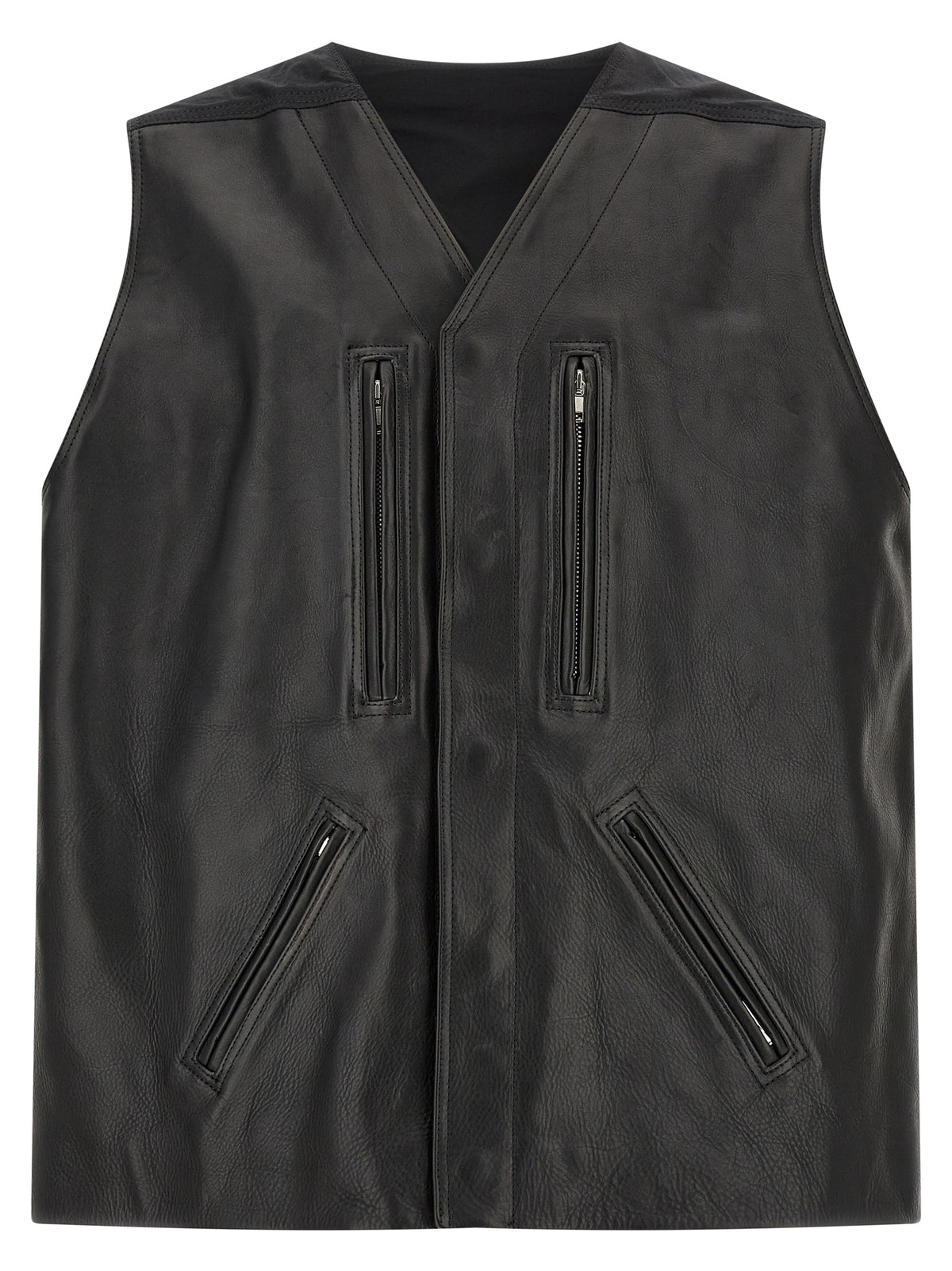 Rick Owens Schwarze Lederjacke aus Kalbsleder