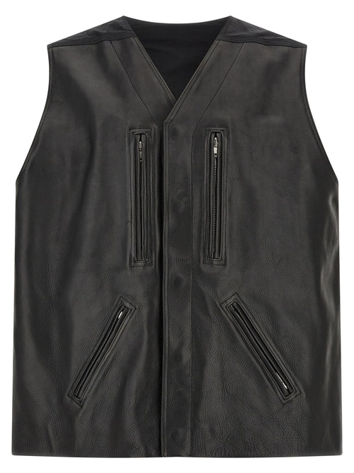 Rick Owens Schwarze Lederjacke aus Kalbsleder