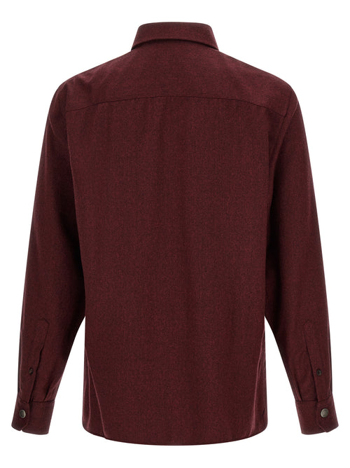 Brunello Cucinelli Bluse aus reiner Schurwolle in Bordeaux