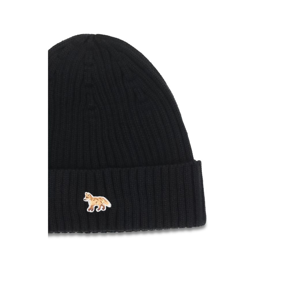 Maison Kitsuné Mütze Aries aus schwarzer Wolle