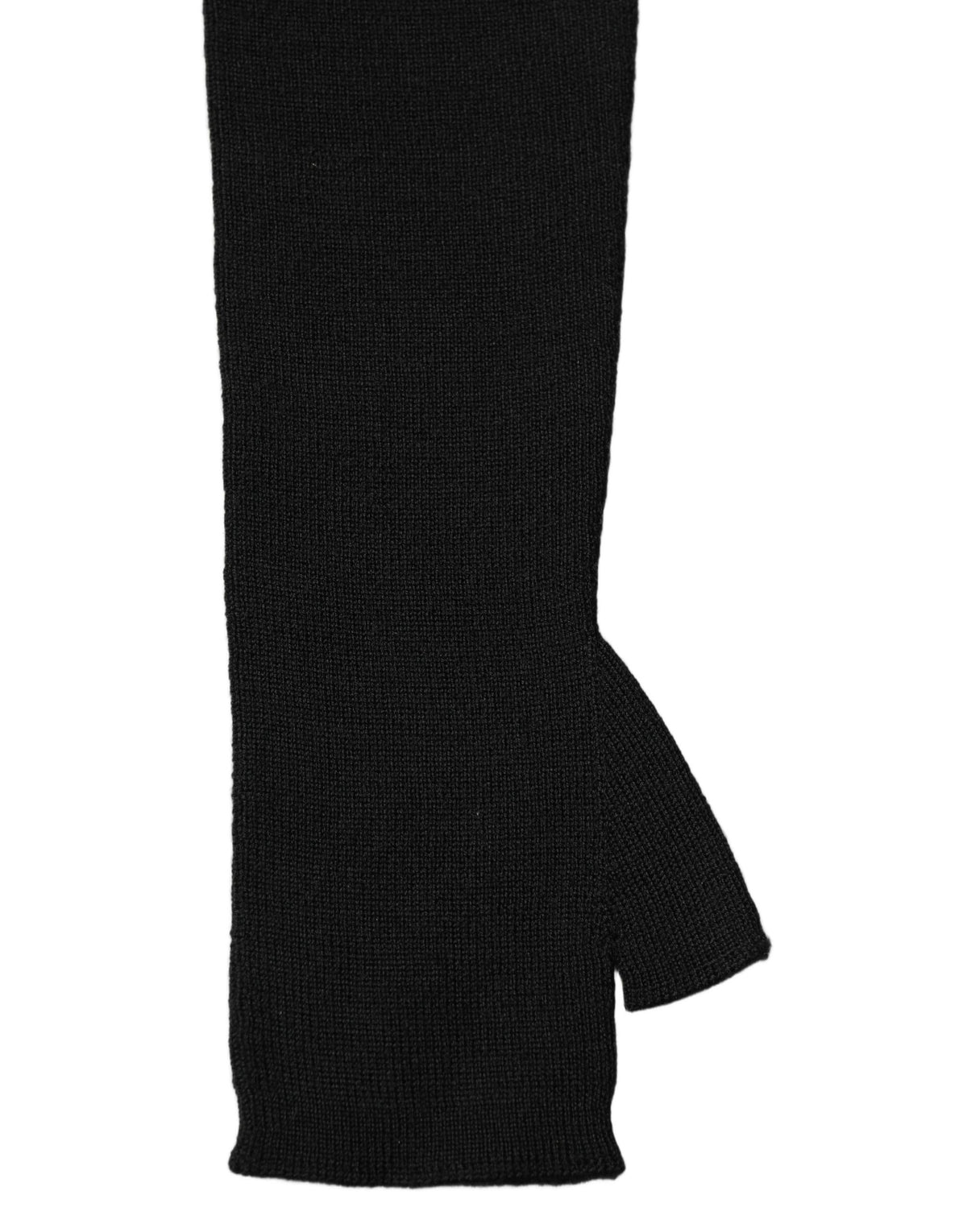 Dolce & Gabbana Schwarze gestrickte lange Fingerhandschuhe aus Wolle