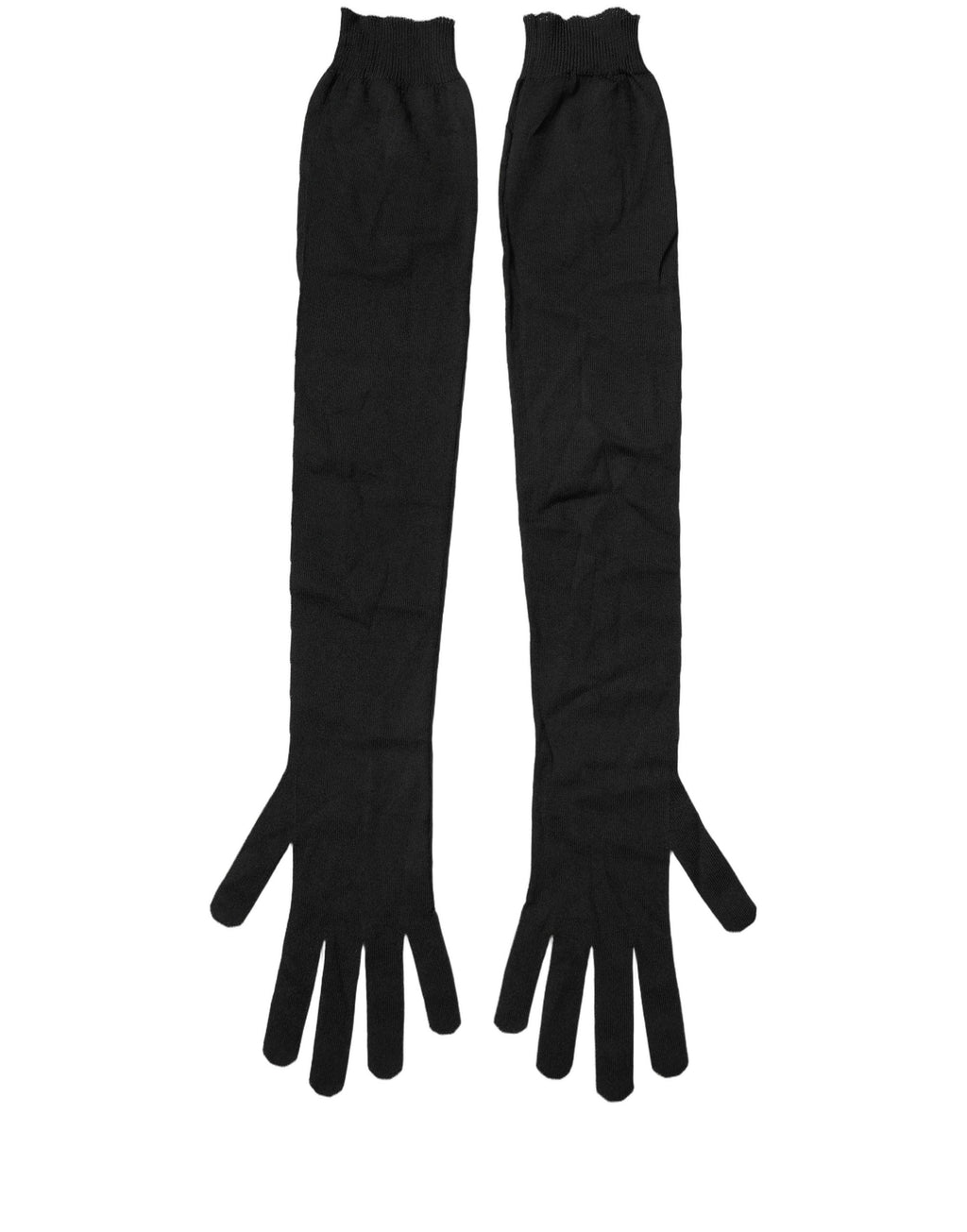 Dolce & Gabbana Schwarze Handschuhe aus Polyester, Ellbogenlänge