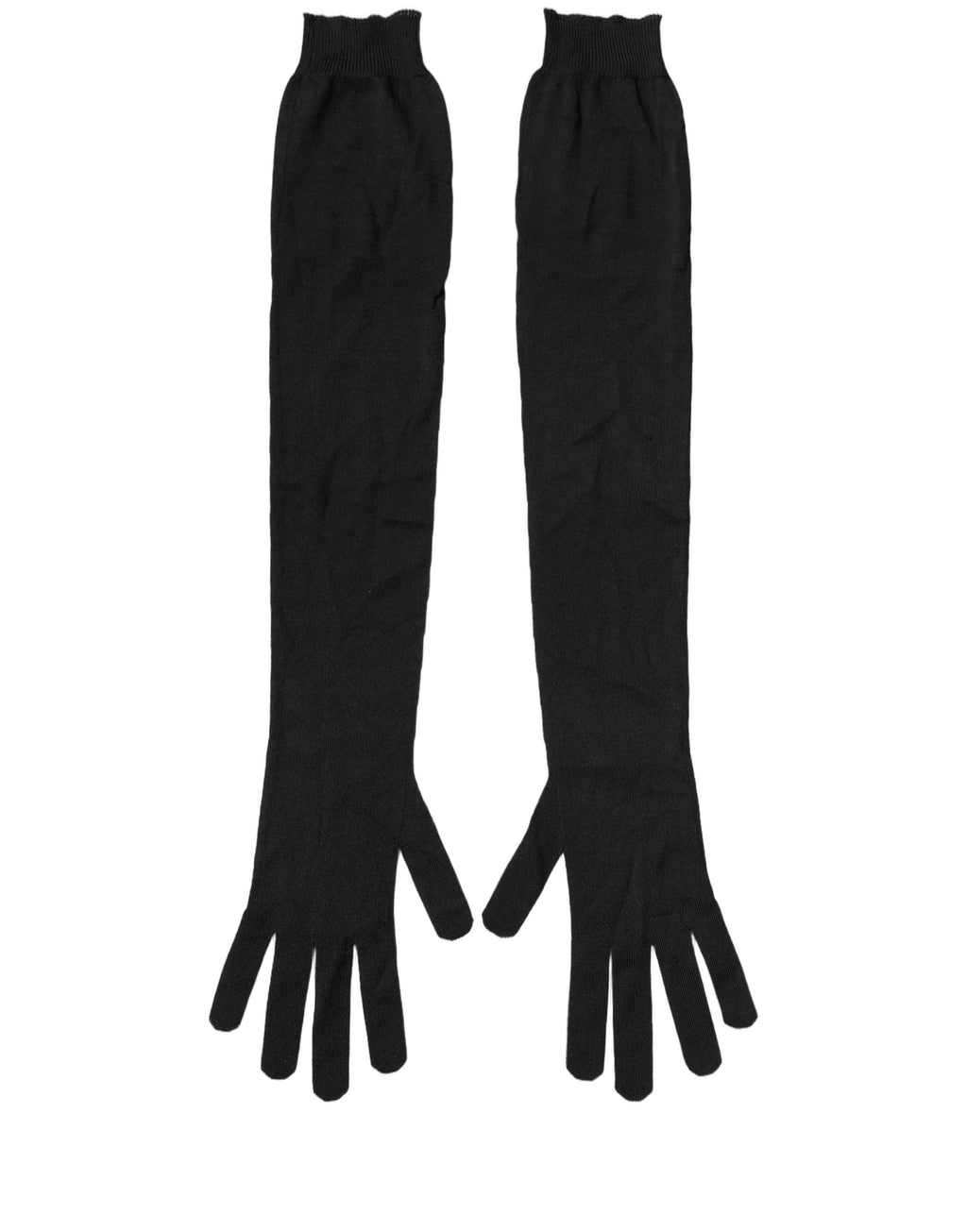 Dolce & Gabbana Schwarze Handschuhe aus Polyester, Ellbogenlänge