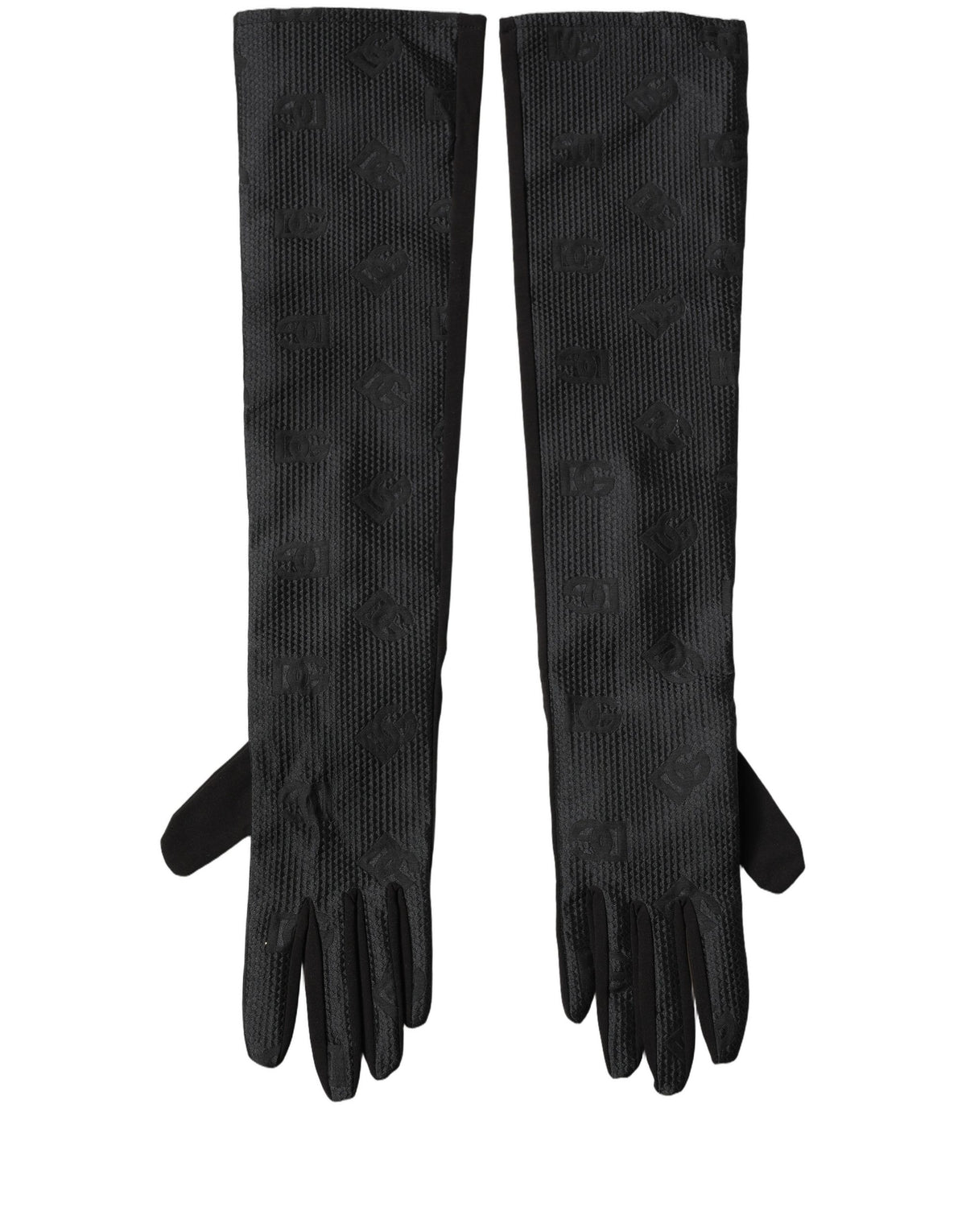 Dolce & Gabbana Schwarze Viskose-Handschuhe in Ellenbogenlänge