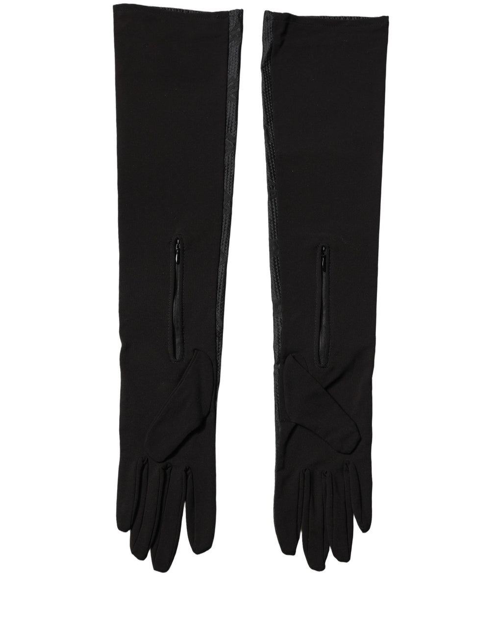 Dolce & Gabbana Schwarze Viskose-Handschuhe in Ellenbogenlänge