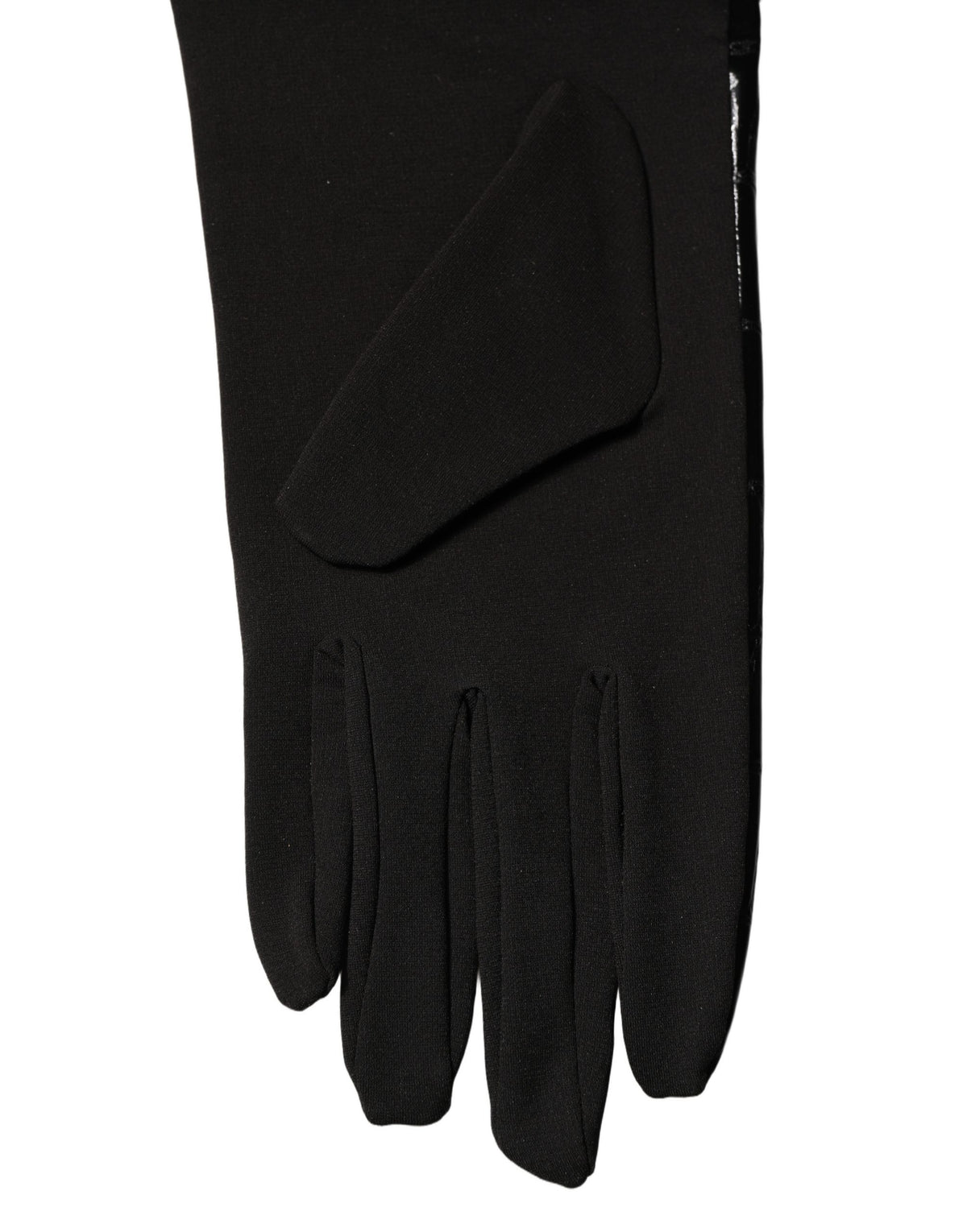 Dolce & Gabbana Schwarze Handschuhe aus Polyester mit Muster, kurz