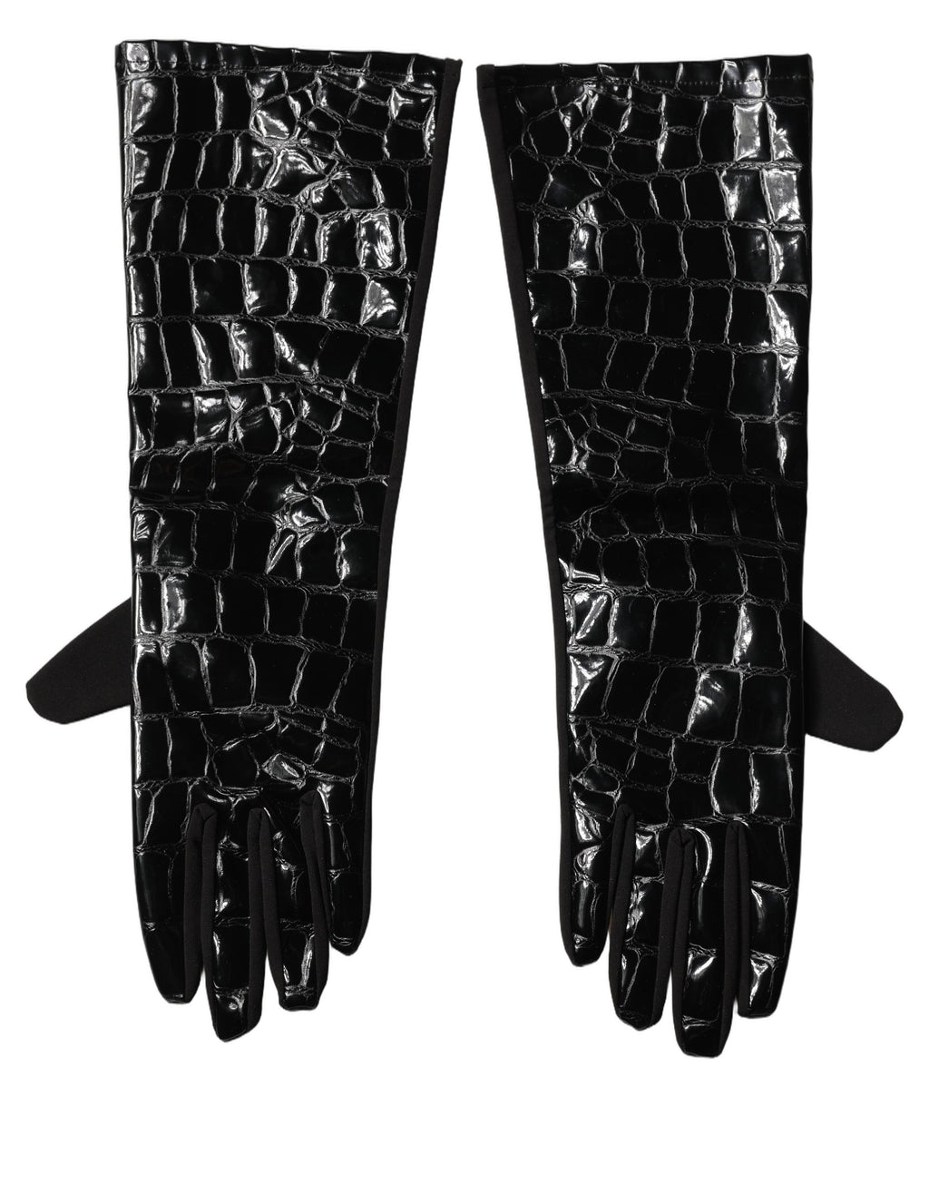 Dolce & Gabbana Schwarze Handschuhe aus Polyester mit Muster, kurz