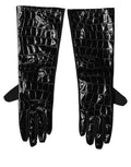 Dolce & Gabbana Schwarze Handschuhe aus Polyester mit Muster, kurz