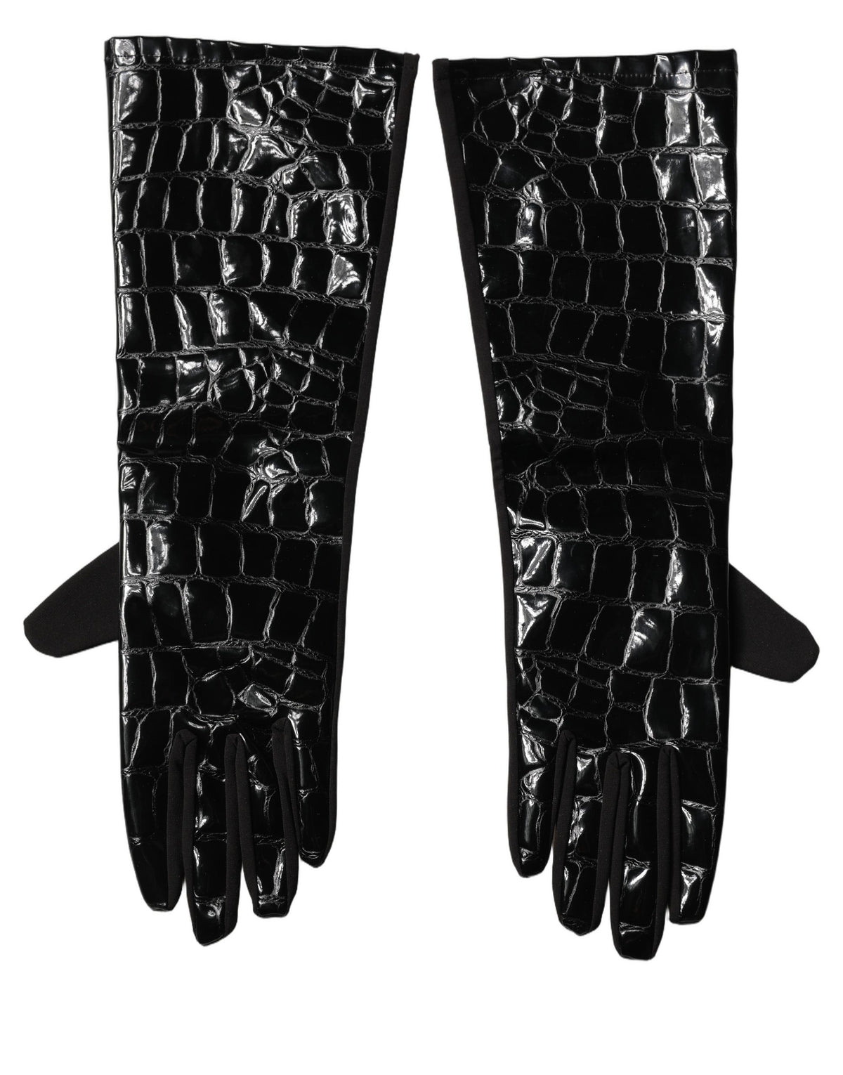 Dolce & Gabbana Schwarze Handschuhe aus Polyester mit Muster, kurz