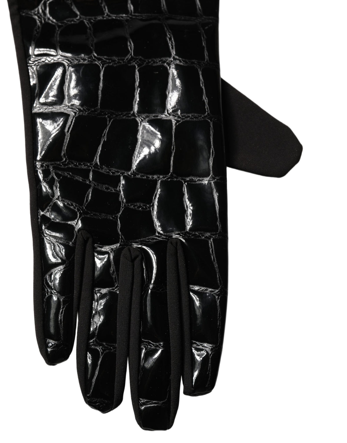 Dolce & Gabbana Schwarze Handschuhe aus Polyester mit Muster, kurz