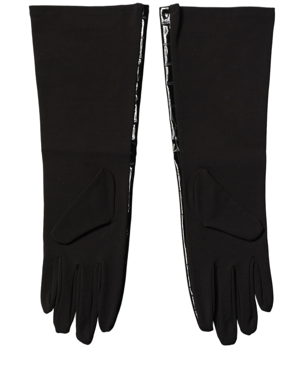 Dolce & Gabbana Schwarze Handschuhe aus Polyester mit Muster, kurz