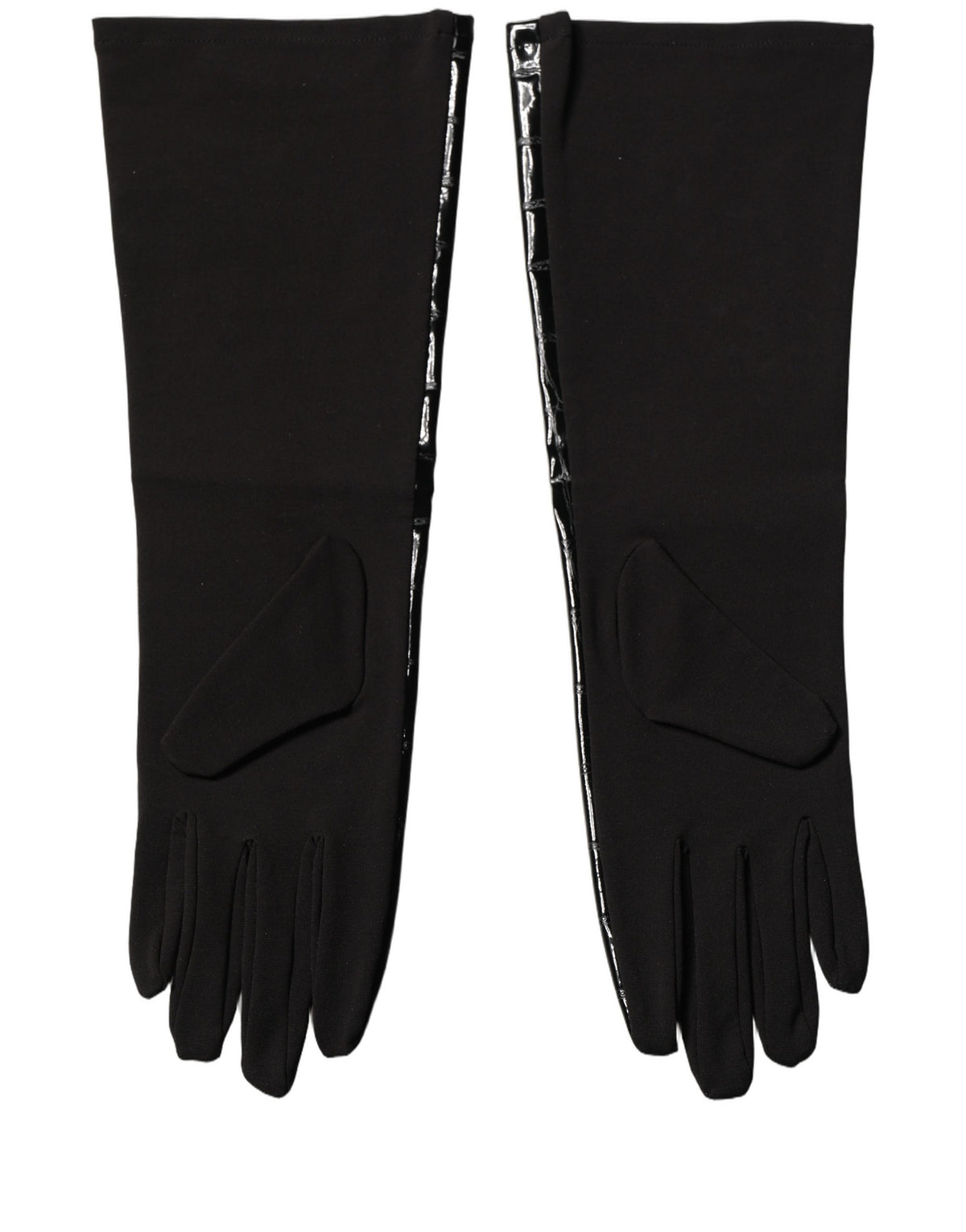 Dolce & Gabbana Schwarze Handschuhe aus Polyester mit Muster, kurz