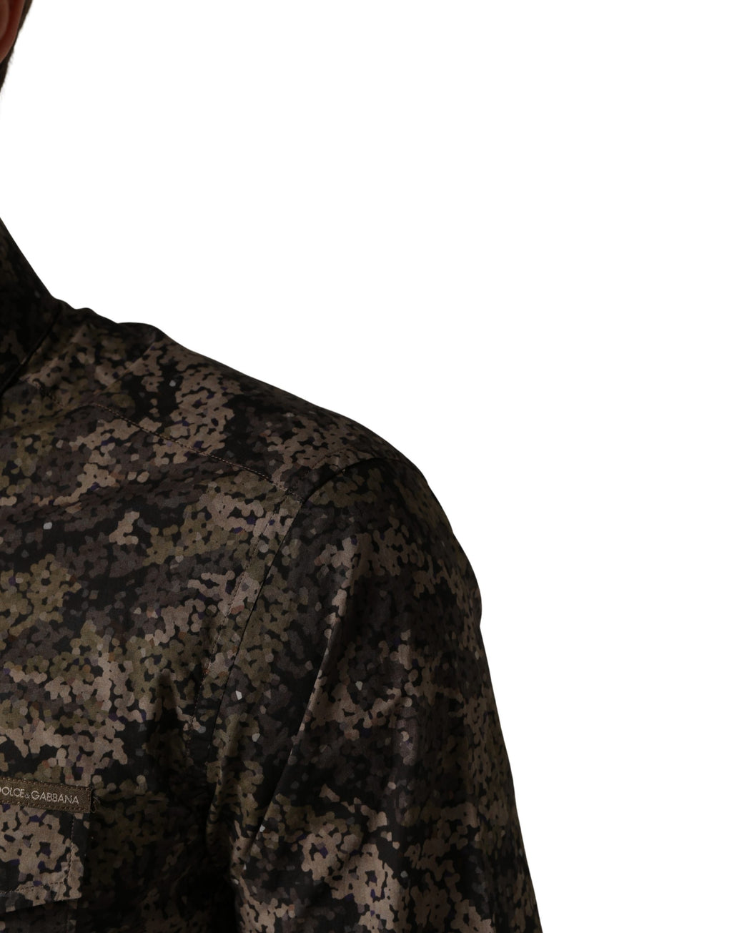 Dolce & Gabbana Herrenhemd mit langem Arm in Braunem Camouflage-Muster