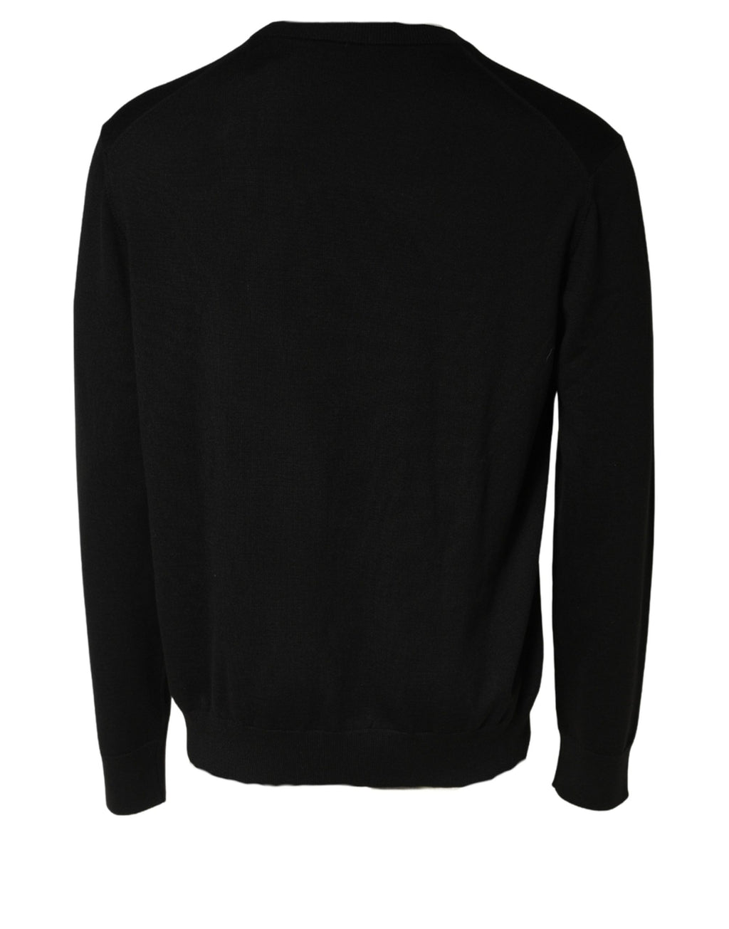 Dolce & Gabbana Schwarzer Wollpullover mit DG-Logo für Herren, Rundhalsausschnitt