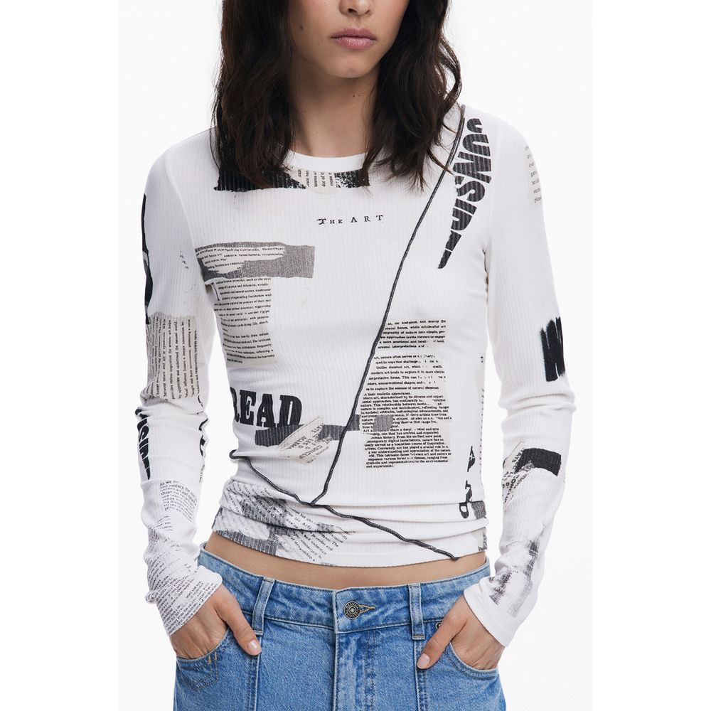Desigual Weißes Damen-T-Shirt aus Viskose