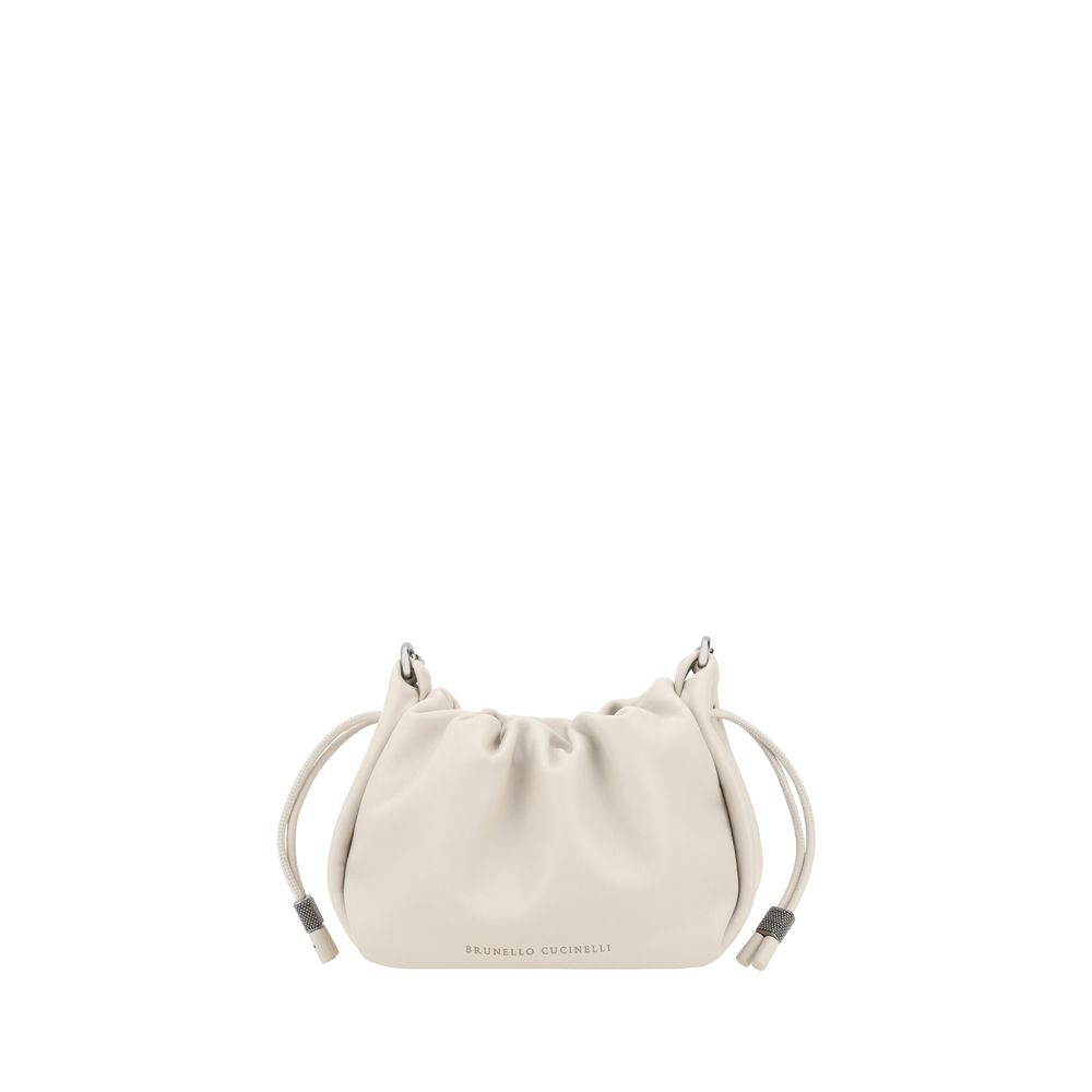 Brunello Cucinelli Beige Kalbsleder Bos Taurus Schultertasche