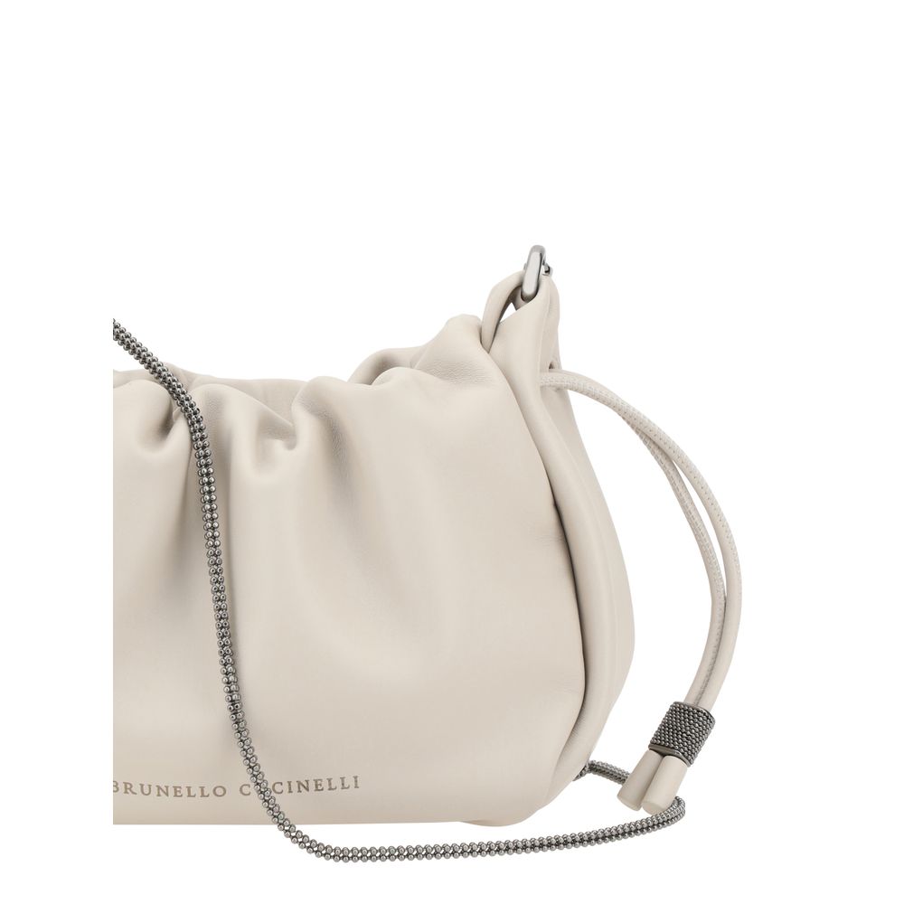 Brunello Cucinelli Beige Kalbsleder Bos Taurus Schultertasche