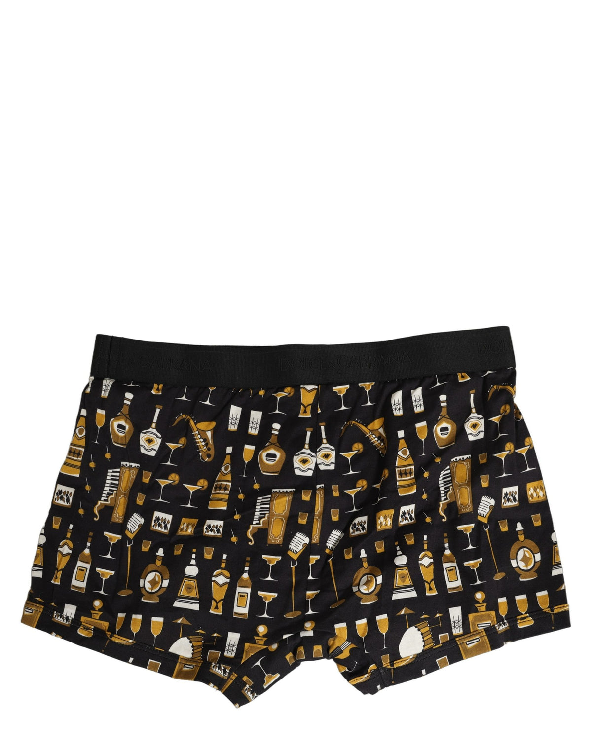 Dolce & Gabbana Schwarze Boxershorts mit Cocktail-Print, Regular Fit