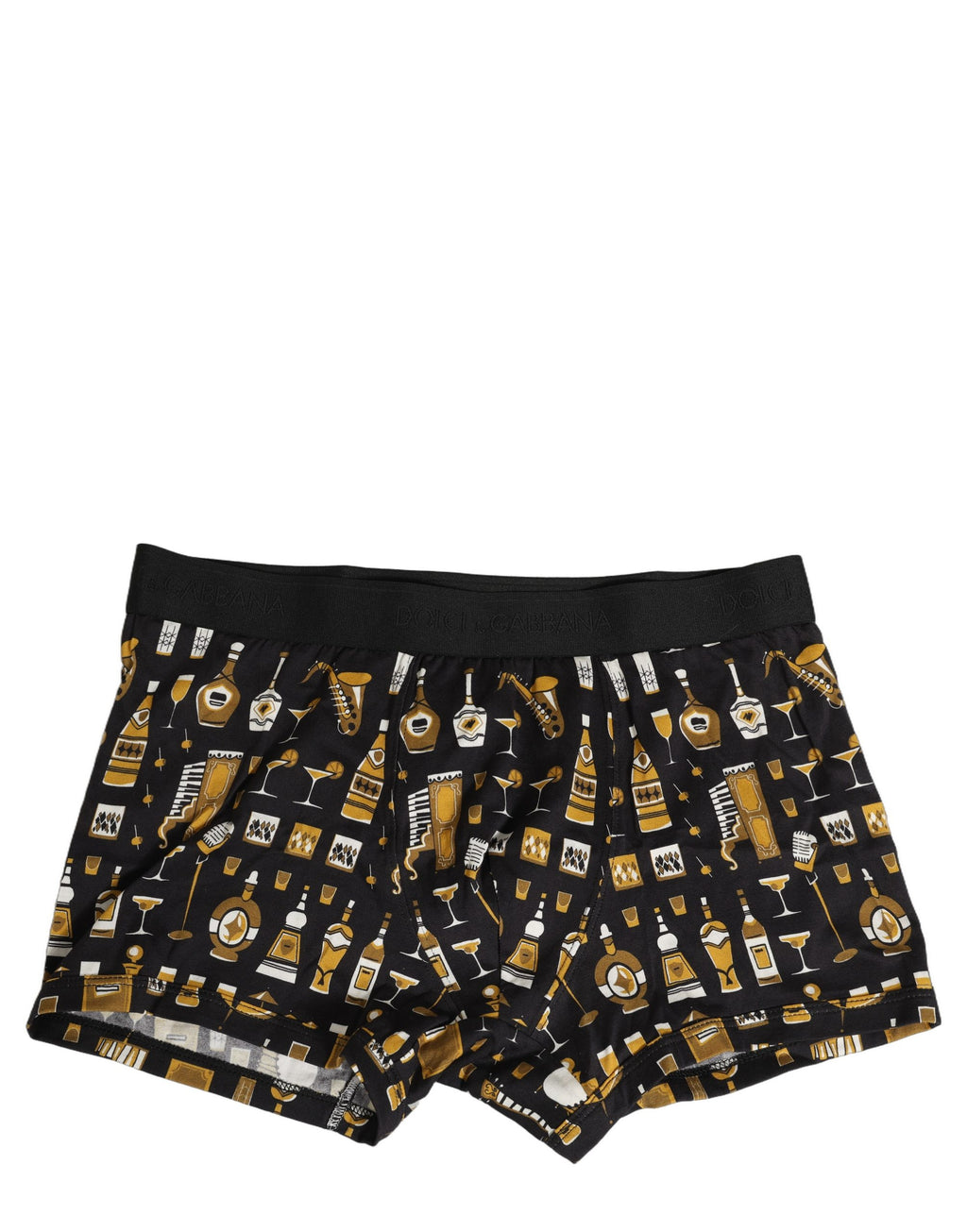 Dolce & Gabbana Schwarze Boxershorts mit Cocktail-Print, Regular Fit
