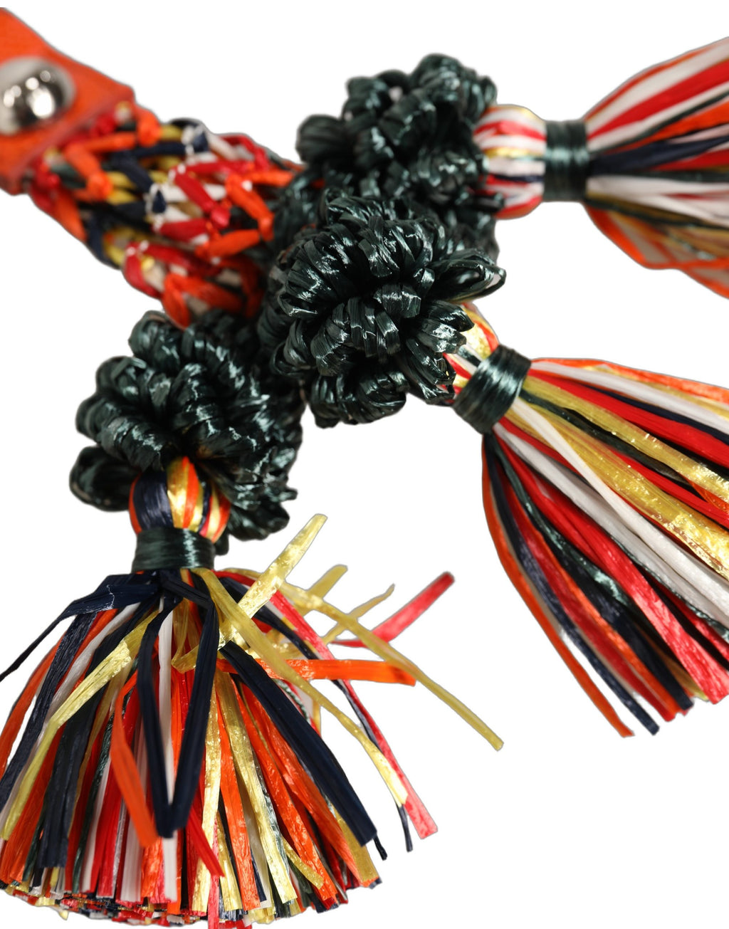 Dolce & Gabbana Multicolor Raffia Leder Schließe Finder Kette Schlüsselanhänger