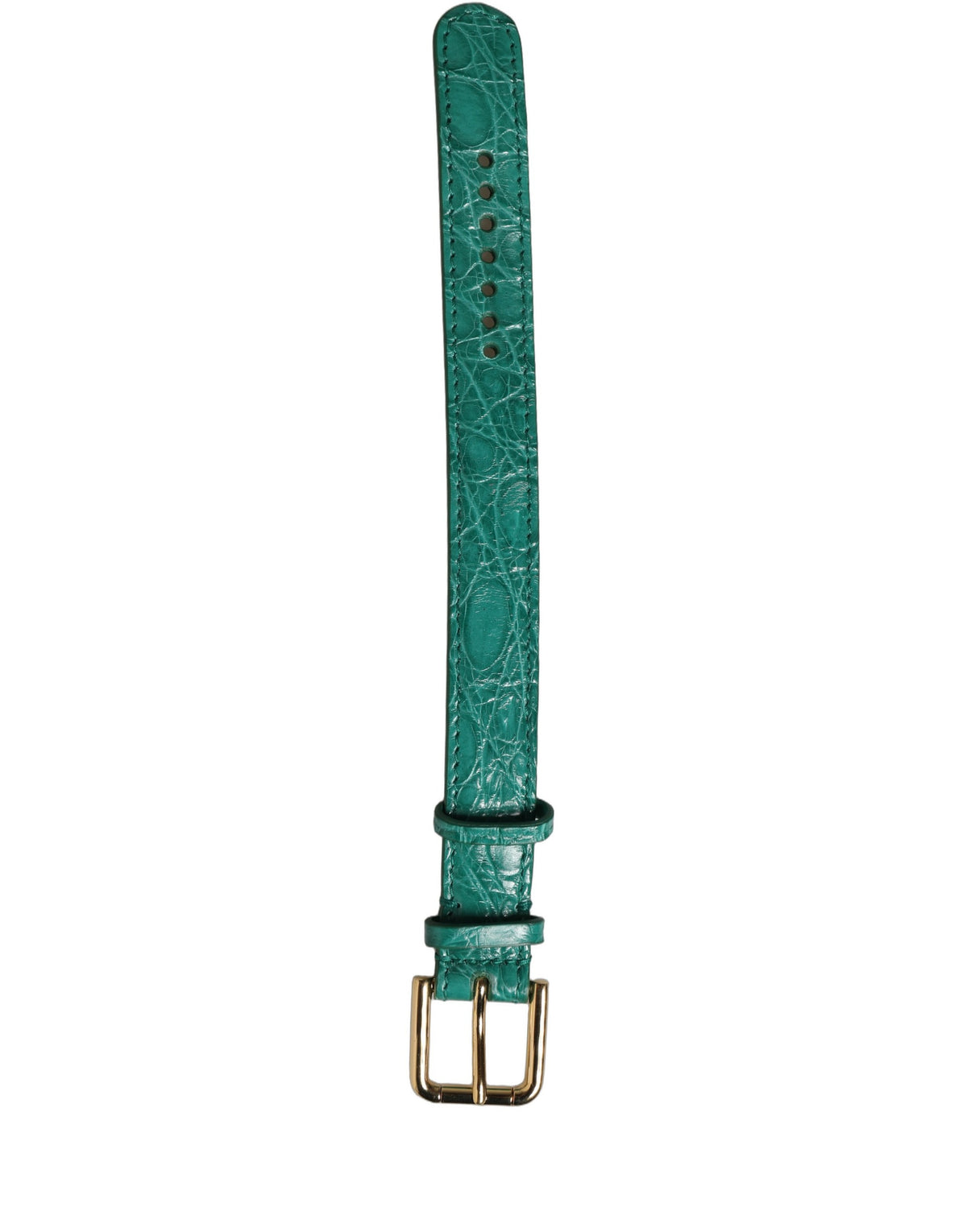 Dolce & Gabbana Armband aus grünem Leder mit Prägung und goldener Schnalle