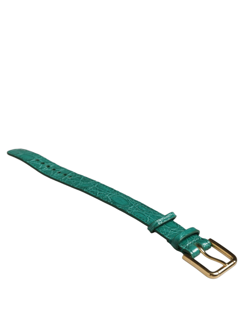 Dolce & Gabbana Armband aus grünem Leder mit Prägung und goldener Schnalle