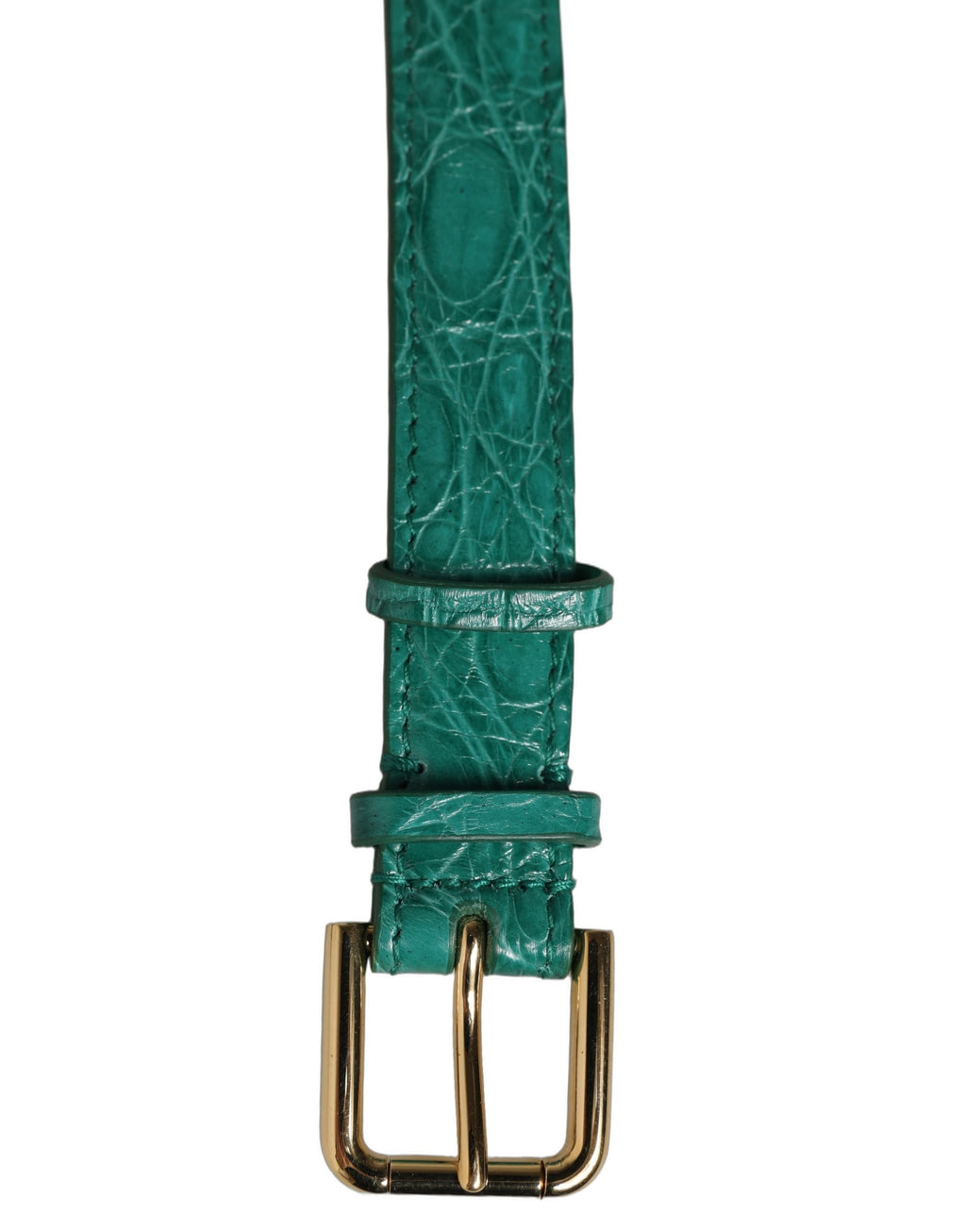 Dolce & Gabbana Armband aus grünem Leder mit Prägung und goldener Schnalle