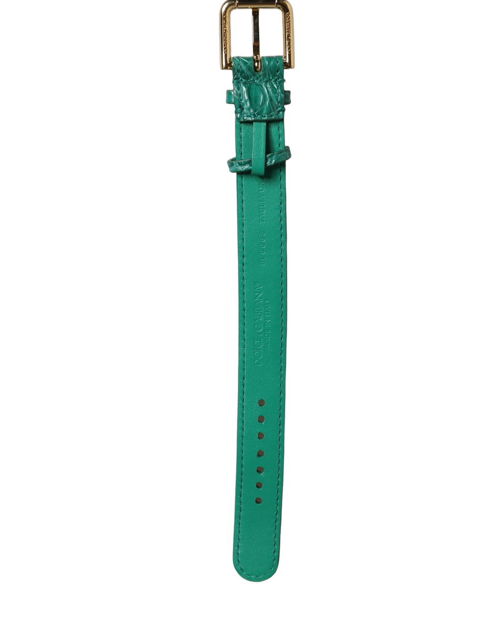 Dolce & Gabbana Armband aus grünem Leder mit Prägung und goldener Schnalle