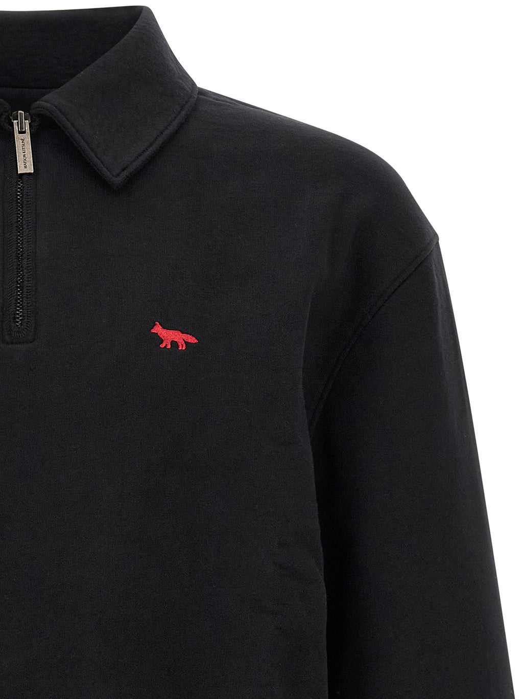Maison Kitsuné Schwarzer Bio-Baumwoll-Sweater