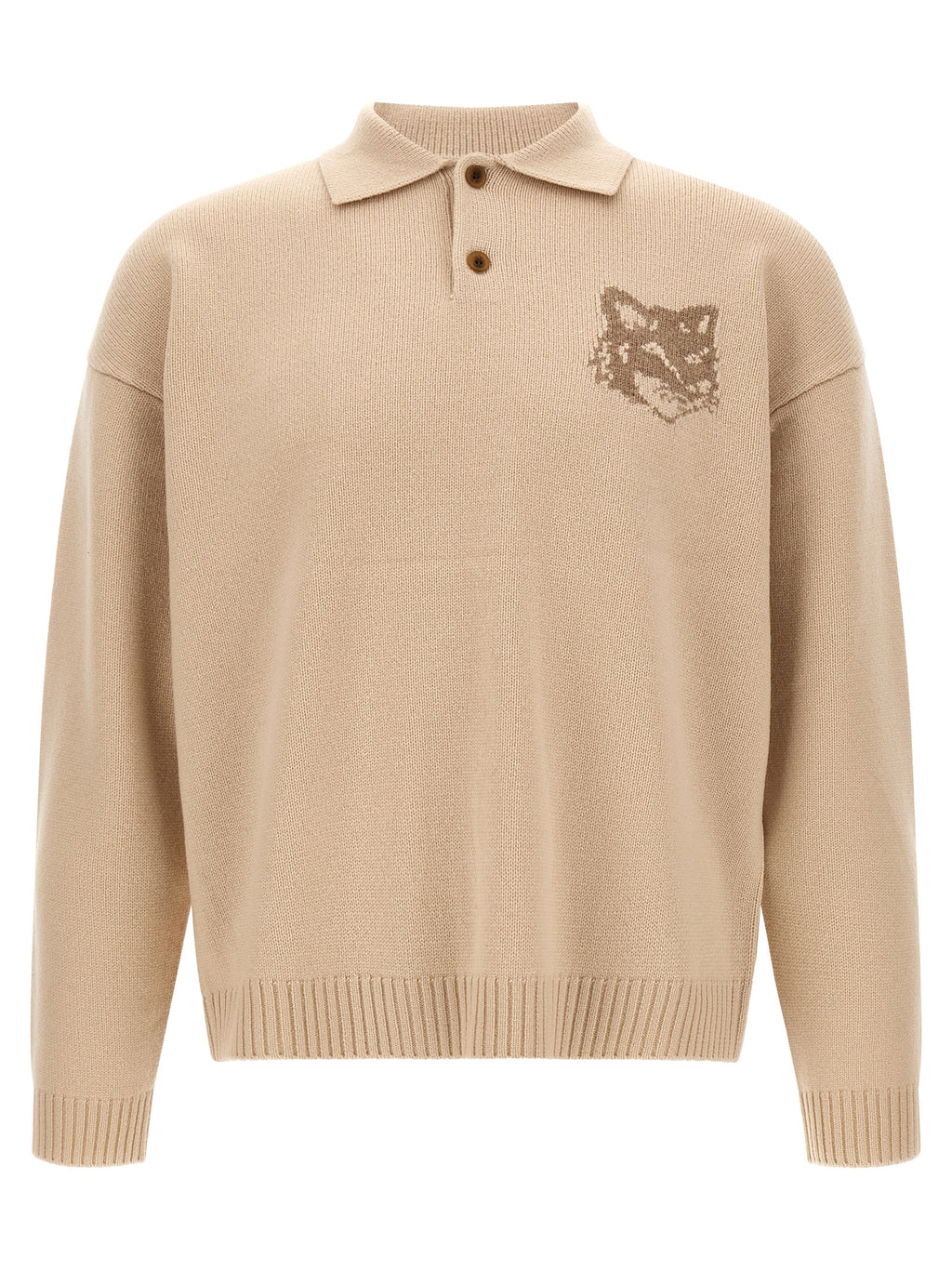 Maison Kitsuné Beige Wollstrickjacke