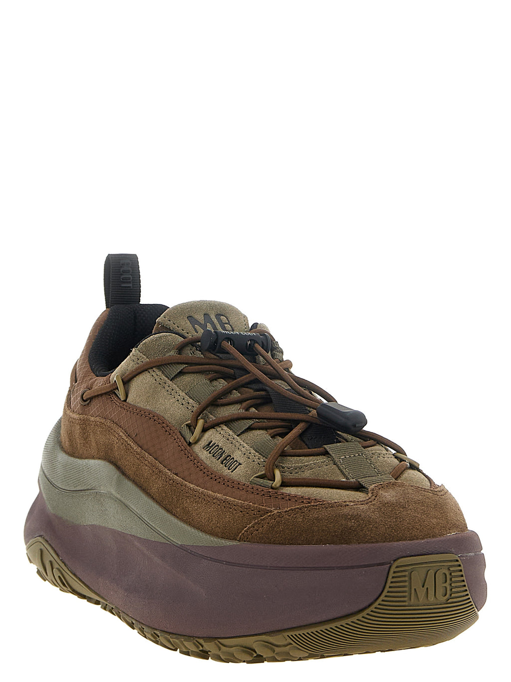 Moon Boot Braune Sneaker aus Rindsleder im Athletic-Stil
